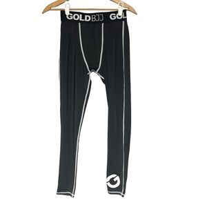Gold BJJ Spat Pants Base Layer Mens Small S Jiu Jitsu Leggings Black
